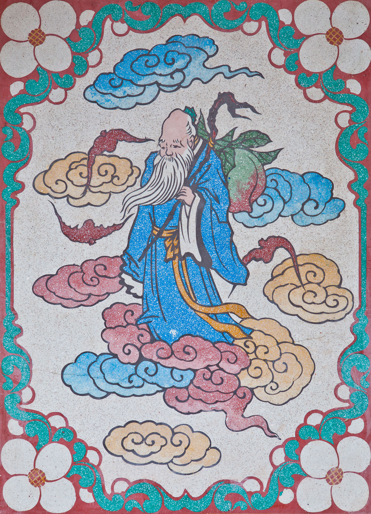 Old man spirit on a wall in chinese temple Old man spirit on a wall in chinese temple