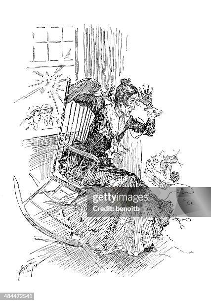 oma fallen über - schaukelstuhl stock-grafiken, -clipart, -cartoons und -symbole