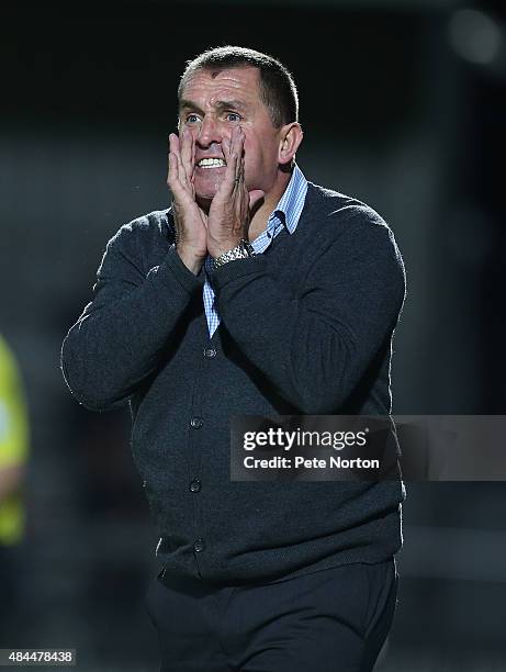 Barnet manager Martin Allen gives instructions during the Sky Bet League Two match between Barnet and Northampton Town at The Hive on August 18, 2015...