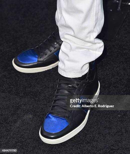 Player Dwyane Wade, shoe detail, attends the Samsung Galaxy S6 Edge Plus and Note 5 Launch party on August 18, 2015 in West Hollywood, California.