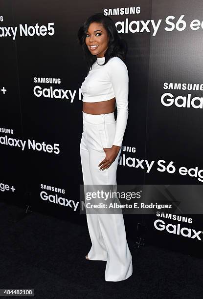 Actress Gabrielle Union attends the Samsung Galaxy S6 Edge Plus and Note 5 Launch party on August 18, 2015 in West Hollywood, California.