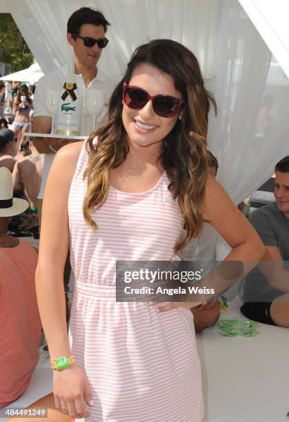 Actress Lea Michele attends the LACOSTE Beautiful Desert Pool Party on April 12, 2014 in Thermal, California.