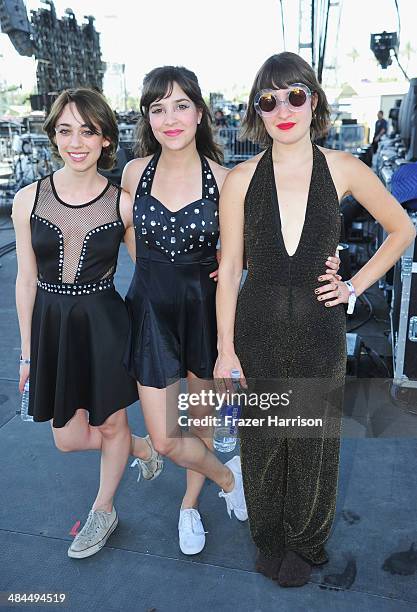 Singers of Foxygen pose onstage during day 2 of the 2014 Coachella Valley Music & Arts Festival at the Empire Polo Club on April 12, 2014 in Indio,...
