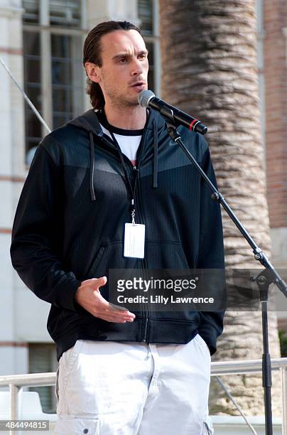 Retired Football Player/Author Chris Kluwe speaks at the 19th Annual Los Angeles Times Festival Of Books - Day 1 at USC on April 12, 2014 in Los...