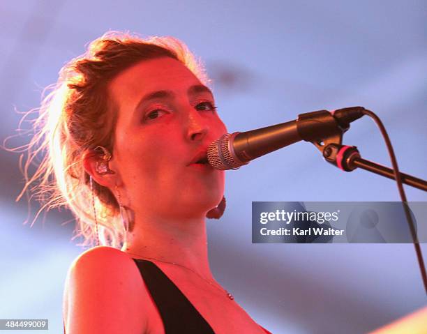 Musician Emily Kokal of Warpaint performs onstage during day 2 of the 2014 Coachella Valley Music & Arts Festival at the Empire Polo Club on April...