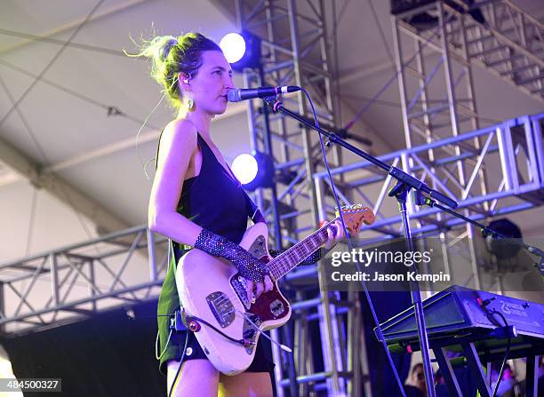 Musician Emily Kokal of Warpaint performs onstage during day 2 of the 2014 Coachella Valley Music & Arts Festival at the Empire Polo Club on April...