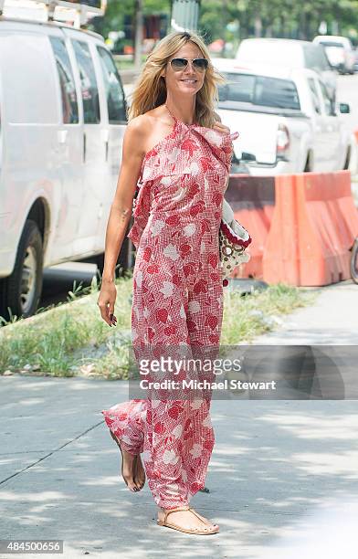 Model Heidi Klum seen in West Village on August 19, 2015 in New York City.