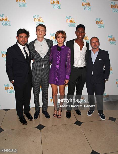 Director Alfonso Gomez-Rejon, Thomas Mann, Olivia Cooke, RJ Cyler and producer Jeremy Dawson attend the UK Premiere of "Me And Earl And The Dying...