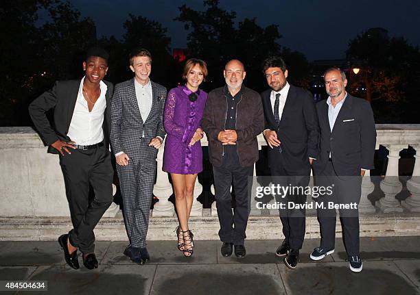 Cyler, Thomas Mann, Olivia Cooke, Brian Eno, director Alfonso Gomez-Rejon and producer Jeremy Dawson attend the UK Premiere of "Me And Earl And The...