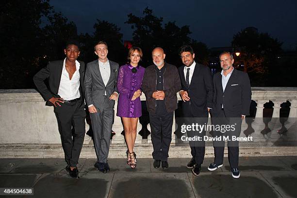 Cyler, Thomas Mann, Olivia Cooke, Brian Eno, director Alfonso Gomez-Rejon and producer Jeremy Dawson attend the UK Premiere of "Me And Earl And The...