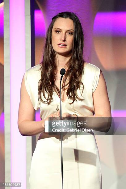 Filmmaker Katherine Fairfax Wright onstage during the 25th Annual GLAAD Media Awards at The Beverly Hilton Hotel on April 12, 2014 in Beverly Hills,...