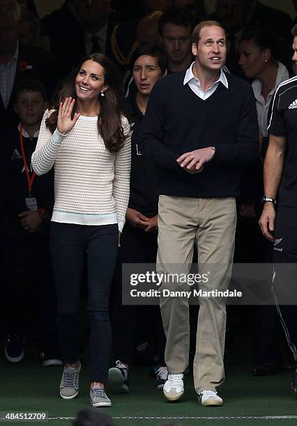 Catherine, Duchess of Cambridge and Prince William, Duke of Cambridge attend a Rippa Rugby tornement at Forsyth Barr Stadium on April 13, 2014 in...