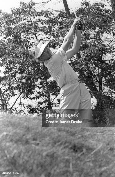 Women's Open: Mickey Wright in action, drive during Sunday play at Baltusrol GC. Springfield, NJ 7/2/1961 CREDIT: James Drake