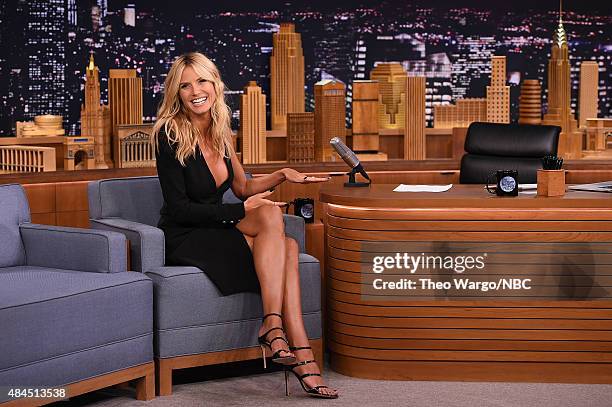 Heidi Klum Visits "The Tonight Show Starring Jimmy Fallon" at Rockefeller Center on August 19, 2015 in New York City.