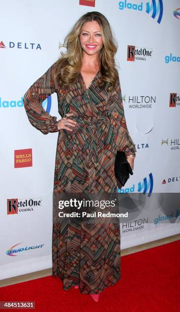Actress Rebecca Gayheart arriving at the 25th Annual GLAAD Media Awards at The Beverly Hilton Hotel on April 12, 2014 in Beverly Hills, California.