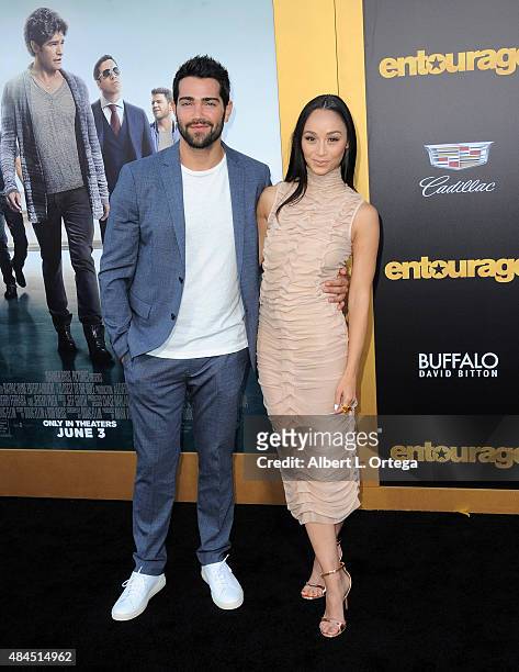 Actor Jesse Metcalfe and actress Cara Santana arrive for the Premiere Of Warner Bros. Pictures' "Entourage" held at Regency Village Theatre on June...