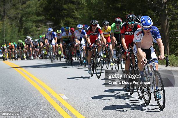 Janez Brajkovic of Slovenia riding for UnitedHealthcare works at the front of the peloton during stage three of the 2015 USA Pro Challenge from...