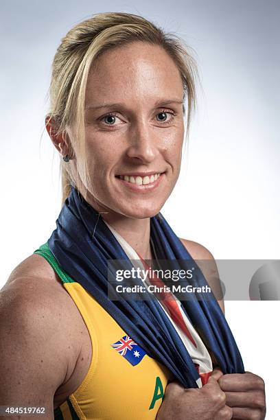 Pole vaulter Alana Boyd of Australia poses for a portrait during a photo session at the Athletics Australia training camp on August 17, 2015 in...