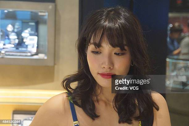 Anna Konno, Japanese gravure idol from Kanagawa Prefecture, attends a commercial activity on August 19, 2015 in Shanghai, China.