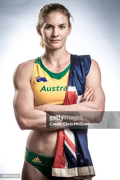 100m runner Melissa Breen of Australia poses for a portrait during a photo session at the Athletics Australia training camp on August 17, 2015 in...