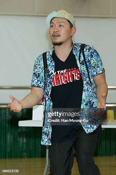 South Korean actor Yang Dong-Kun performs during the press rehearsal for the musical "In The Heights" on August 19, 2015 in Seoul, South Korea. The...