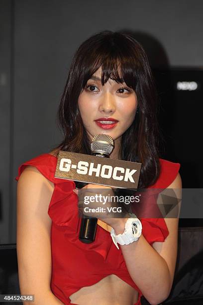 Anna Konno attends a photography exhibition at G-Shock Store Shanghai on August 19, 2015 in Shanghai, China.