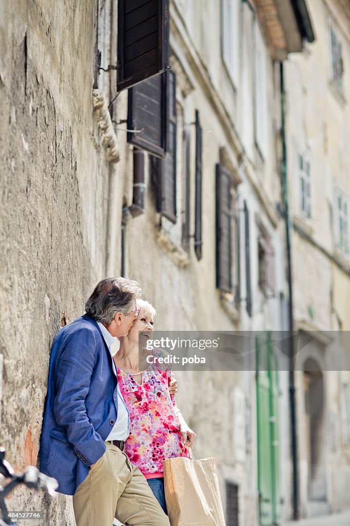 Senior couple enjoying  summer day  in the city