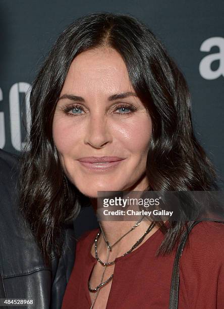 Actress Courteney Cox attends the Amazon premiere screening for original drama series "Hand Of God" at The Theatre at Ace Hotel on August 19, 2015 in...