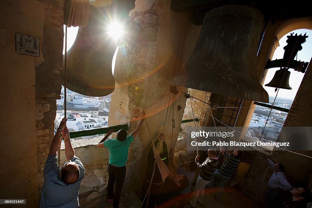 Church Bell Ringers At Beginning Of Holy Week