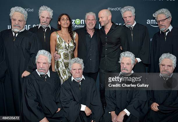 Actors Blake Perlman, Ron Perlman and director/producer Marc Forster attend the Amazon premiere screening for original drama series "Hand Of God" at...