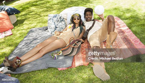 Model Chanel Iman and Recording Artist ASAP Rocky attend the Spotify Brunch at Soho Desert House with Bacardi Day 2n April 12, 2014 in La Quinta,...