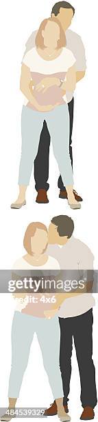 couple - expecting mom lighting effect stock illustrations