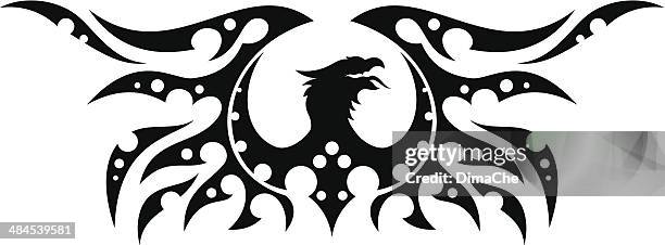 phenix emblem - eagle wing tattoos stock-grafiken, -clipart, -cartoons und -symbole