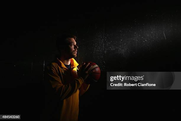 Matthew Dellavedova poses during an Australian Boomers Basketball team portrait session at The Blackman Hotel on August 20, 2015 in Melbourne,...