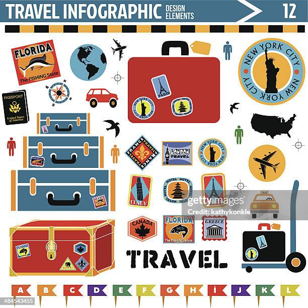 travel inforgraphic design elements - suitcase stock illustrations