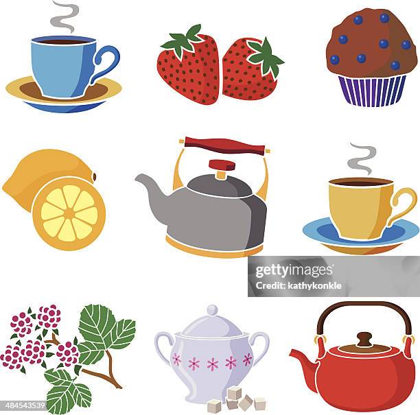 having tea - sugar cube stock illustrations