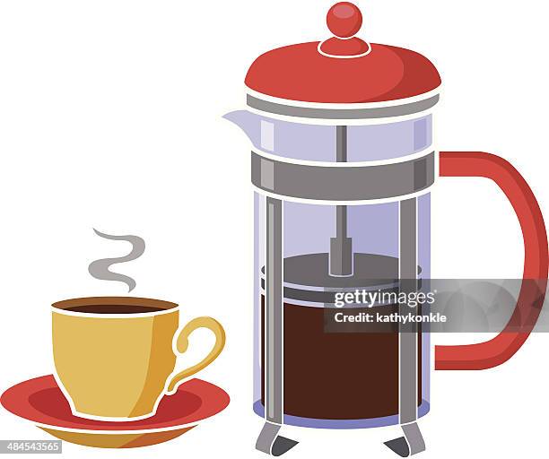 french press coffee - coffee carafe stock illustrations
