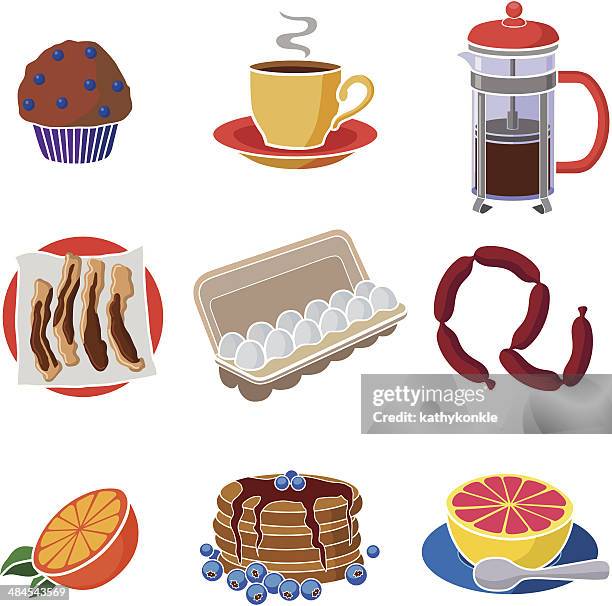big breakfast - protien stock illustrations