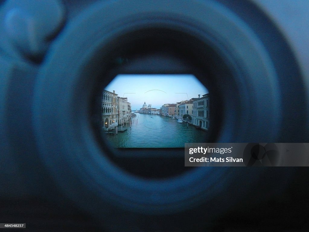 Camera view over Venice in Blue Hour