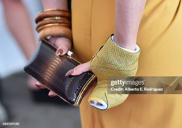 Actress Vanessa Hudgens, purse and bracelet detail, attends the 2015 Industry Dance Awards and Cancer Benefit Show at Avalon on August 19, 2015 in...
