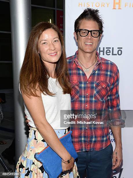 Director Naomi Nelson and producer Johnny Knoxville attend the Los Angeles Premiere of "Being Evel" on August 19, 2015 in Los Angeles, California.