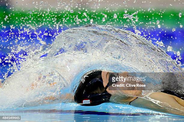 Jessica Fullalove competes in the Women's 200m Backstroke heats on day four of the British Gas Swimming Championships 2014 at Tollcross International...