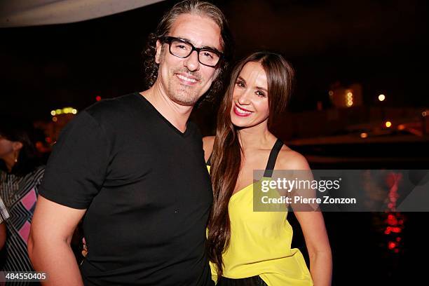 Latin actor Miguel Varoni and Latin Actress Catherine Siachoque at Seasalt and Pepper on April 11, 2014 in Miami, Florida.