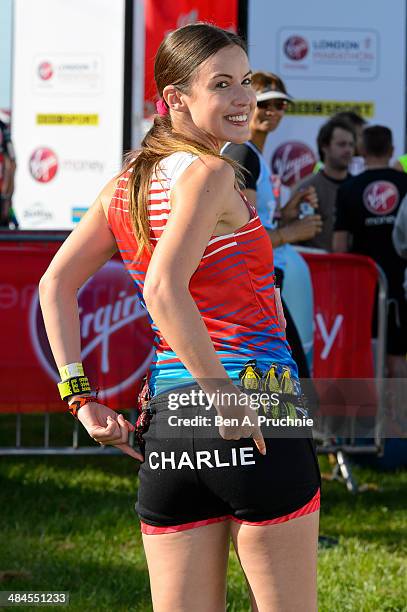 Charlie Webster poses for photographs ahead of the Virgin Money London Marathon on April 13, 2014 in London, England.