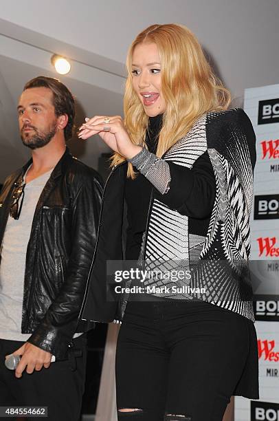 Darren McMullen and Iggy Azalea greet fans at Westfield Miranda on August 20, 2015 in Sydney, Australia.