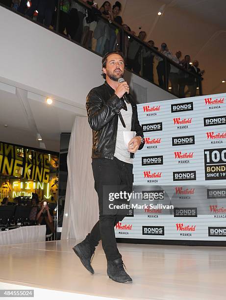 Darren McMullen introduces Iggy Azalea at Westfield Miranda on August 20, 2015 in Sydney, Australia.