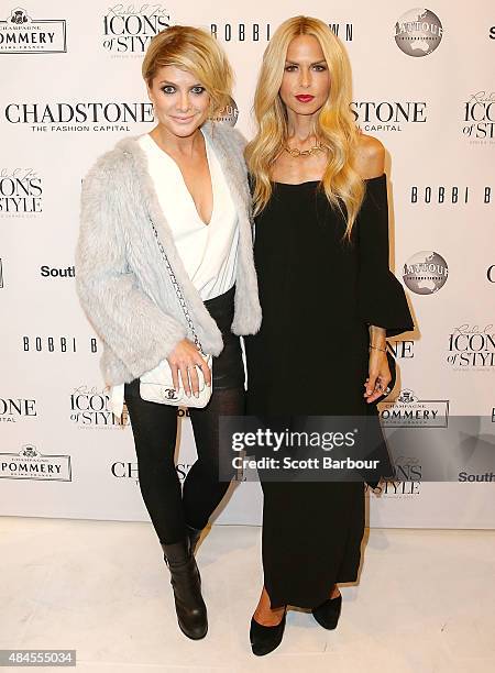 Natalie Bassingthwaighte and Rachel Zoe arrive to attend the 'Icons of Style' campaign launch at Chadstone Shopping Centre on August 20, 2015 in...