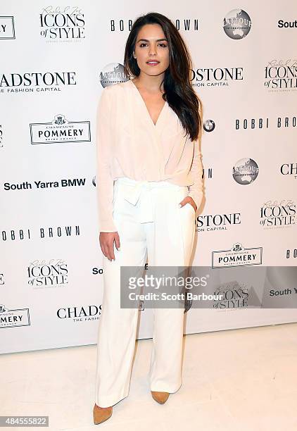 Olympia Valance arrives to attend the 'Icons of Style' campaign launch at Chadstone Shopping Centre on August 20, 2015 in Melbourne, Australia.