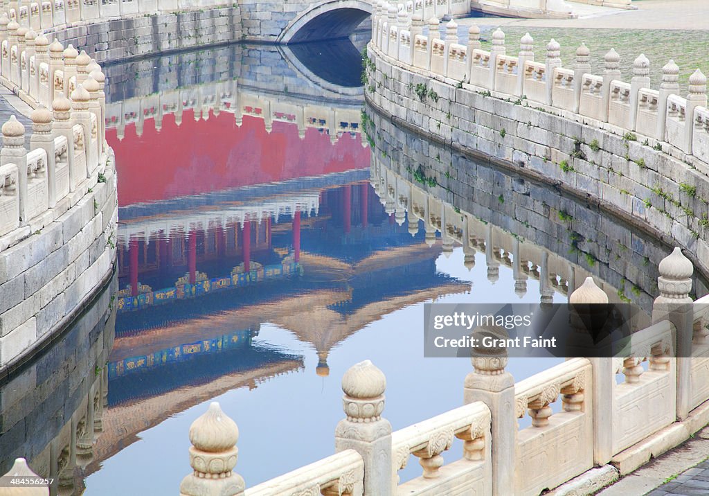 View of reflection of Forbidden City palace