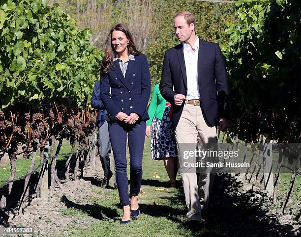 Catherine Duchess of Cambridge and Prince William, Duke of Cambridge visit Otago Wines at Amisfield winery on April 13, 2014 in Queenstown, New...